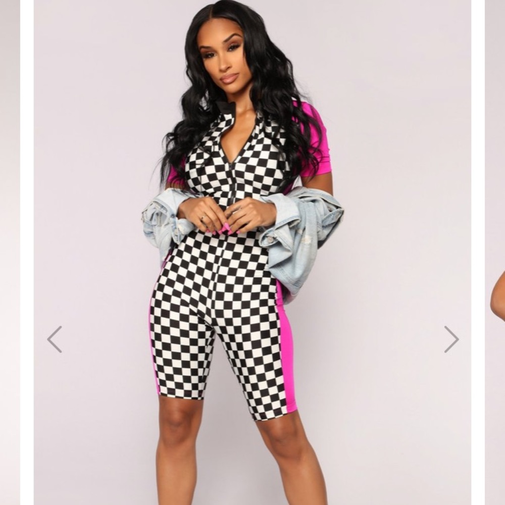 Pit stop checkered romper